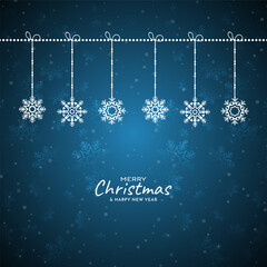 Naklejka na ściany i meble Merry Christmas festival snowflakes blue background
