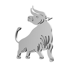 Cow icon isolated on white background. 3d illustration 3D render