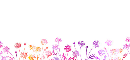 花の水彩イラストによる背景素材（マーガレット）