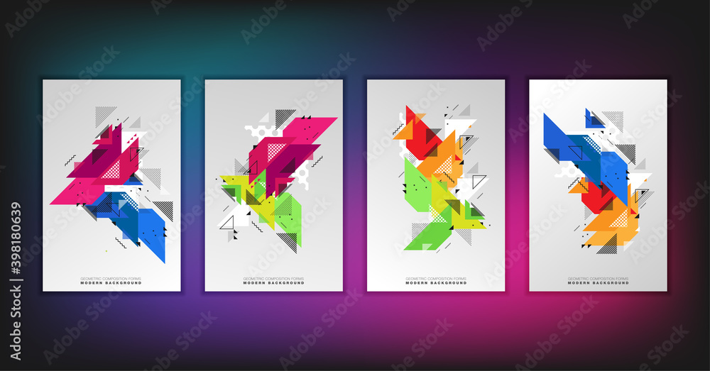 Aufkleber abstract geometric composition forms modern background with decorative triangles and patterns backdr