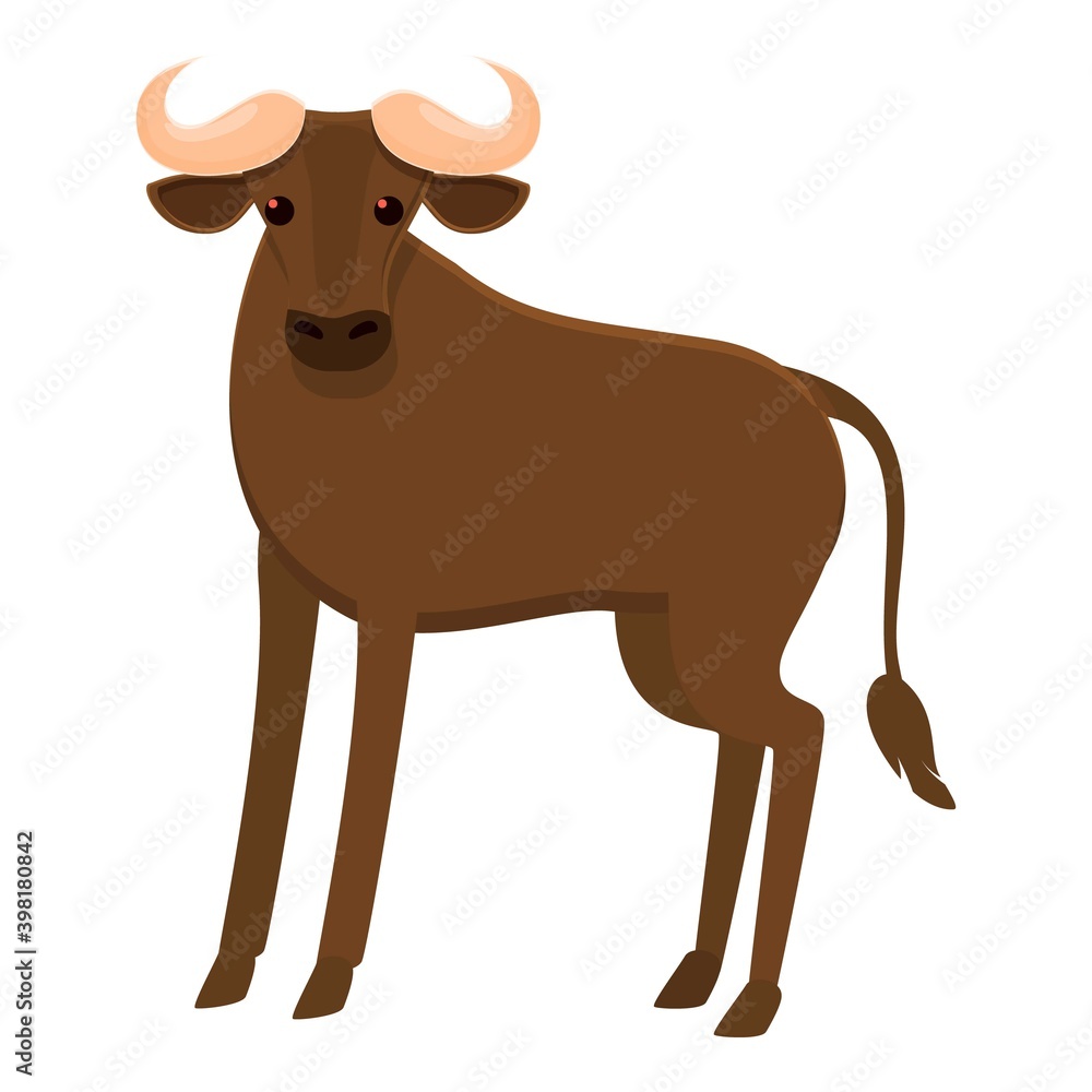 Poster zoo wildebeest icon. cartoon of zoo wildebeest vector icon for web design isolated on white backgrou