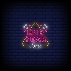 Fototapeta na wymiar End year sale neon sign style text