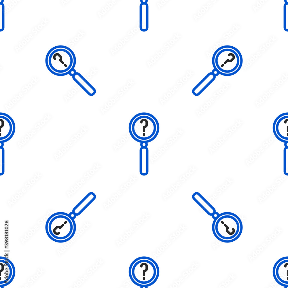 Poster line magnifying glass with search icon isolated seamless pattern on white background. detective is i