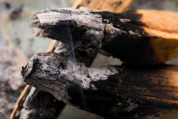 Smudging ceremony using Peruvian Palo Santo holy wood incense stick