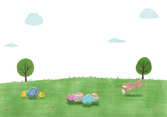 イースター　背景素材　水彩手描き