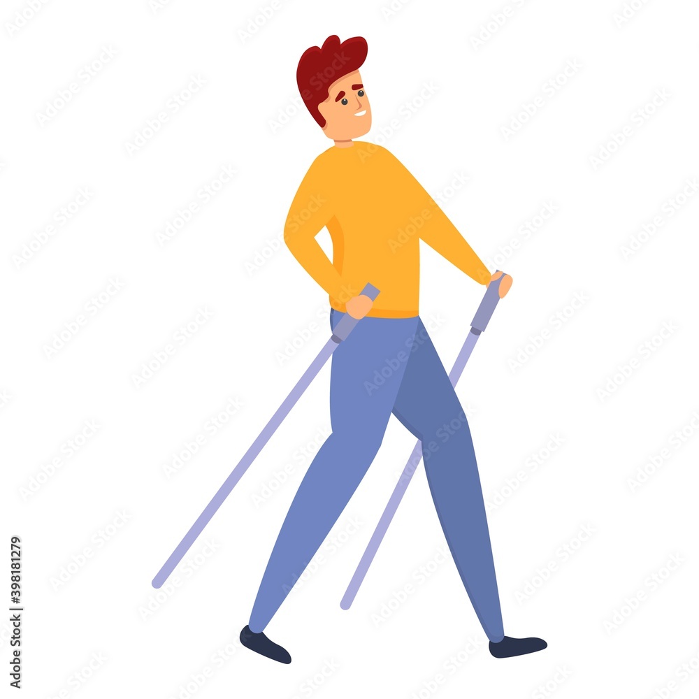 Poster sticks nordic walking icon. cartoon of sticks nordic walking vector icon for web design isolated on 