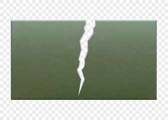 Broken metal green plate with a crack. Vector illustration