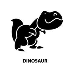 dinosaur icon, black vector sign with editable strokes, concept illustration