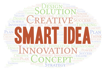 Smart Idea typography word cloud create with the text only.