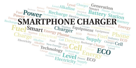 Fototapeta premium Smartphone Charger typography word cloud create with the text only.