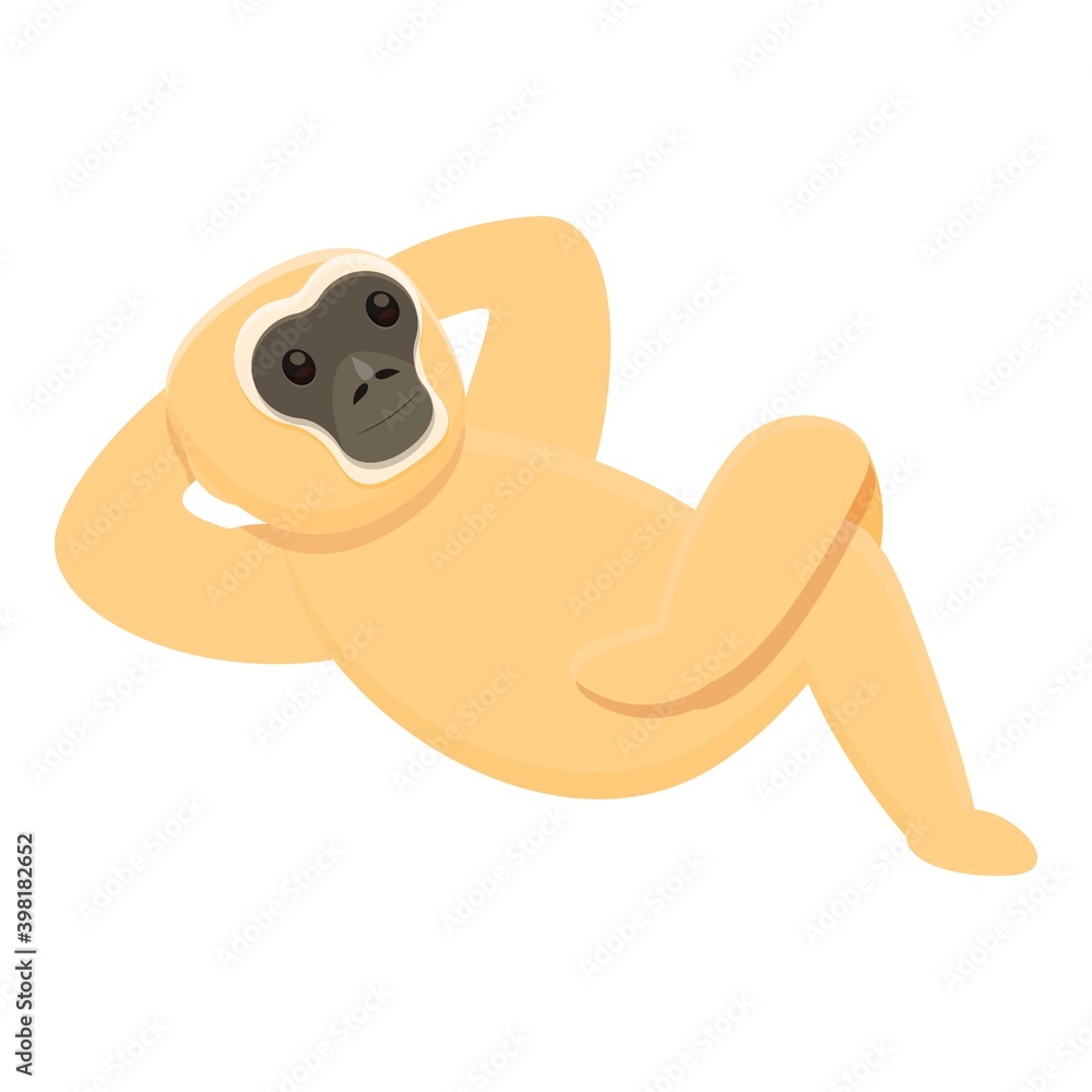 Poster gibbon resting icon. cartoon of gibbon resting vector icon for web design isolated on white backgrou