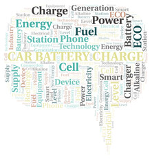 Fototapeta na wymiar Car Battery Charge typography word cloud create with the text only.