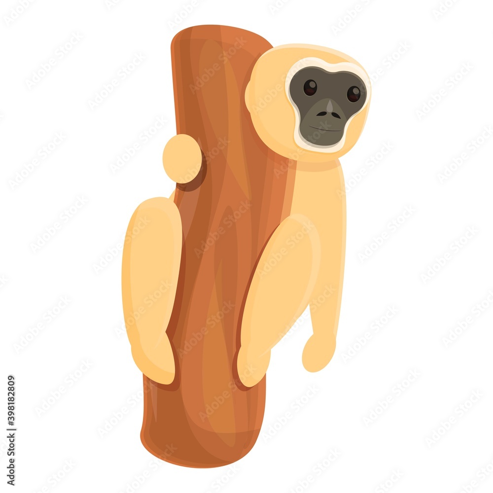 Poster gibbon catch tree icon. cartoon of gibbon catch tree vector icon for web design isolated on white ba