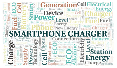 Fototapeta premium Smartphone Charger typography word cloud create with the text only.