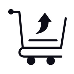 shopping cart trolley with horizontal lines supermarket style line icon