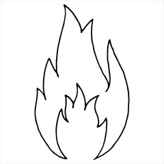 fire, fire safety, doodle style vector element, black outline, coloring book