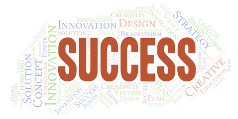 Success typography word cloud create with the text only.
