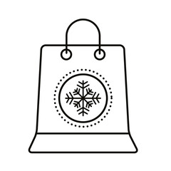happy merry christmas shopping bag with snowflake line style icon