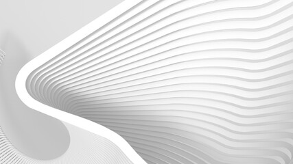 Abstract three-dimensional light white texture of a set of rounded steps spiraling. 3D illustration.