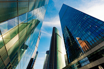 Fototapeta na wymiar View of the office towers of the Moscow city business center district