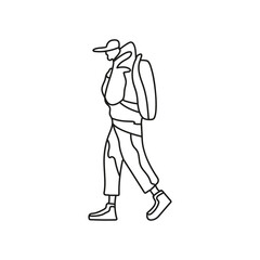 traveler walking one line style icon