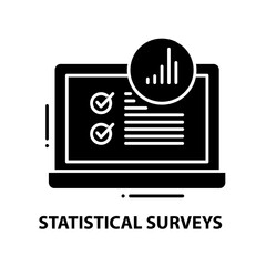 statistical surveys icon, black vector sign with editable strokes, concept illustration