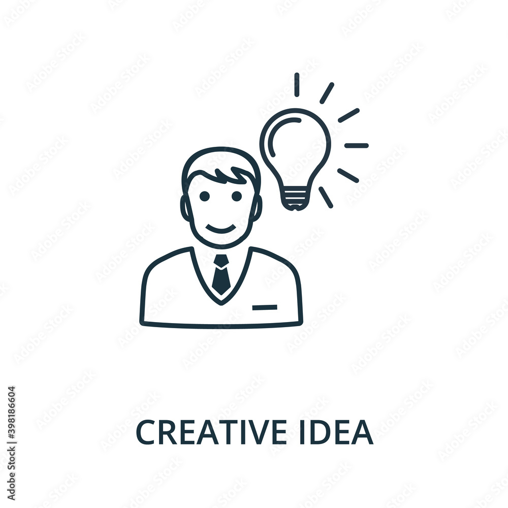 Poster creative idea icon. line style element from reputation management collection. thin creative idea ico
