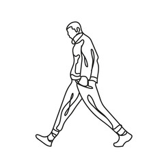 Fototapeta na wymiar man walking one line style icon