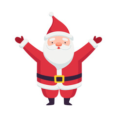 Santa Claus with White Beard as Christmas Character Standing with Raised Hands Vector Illustration