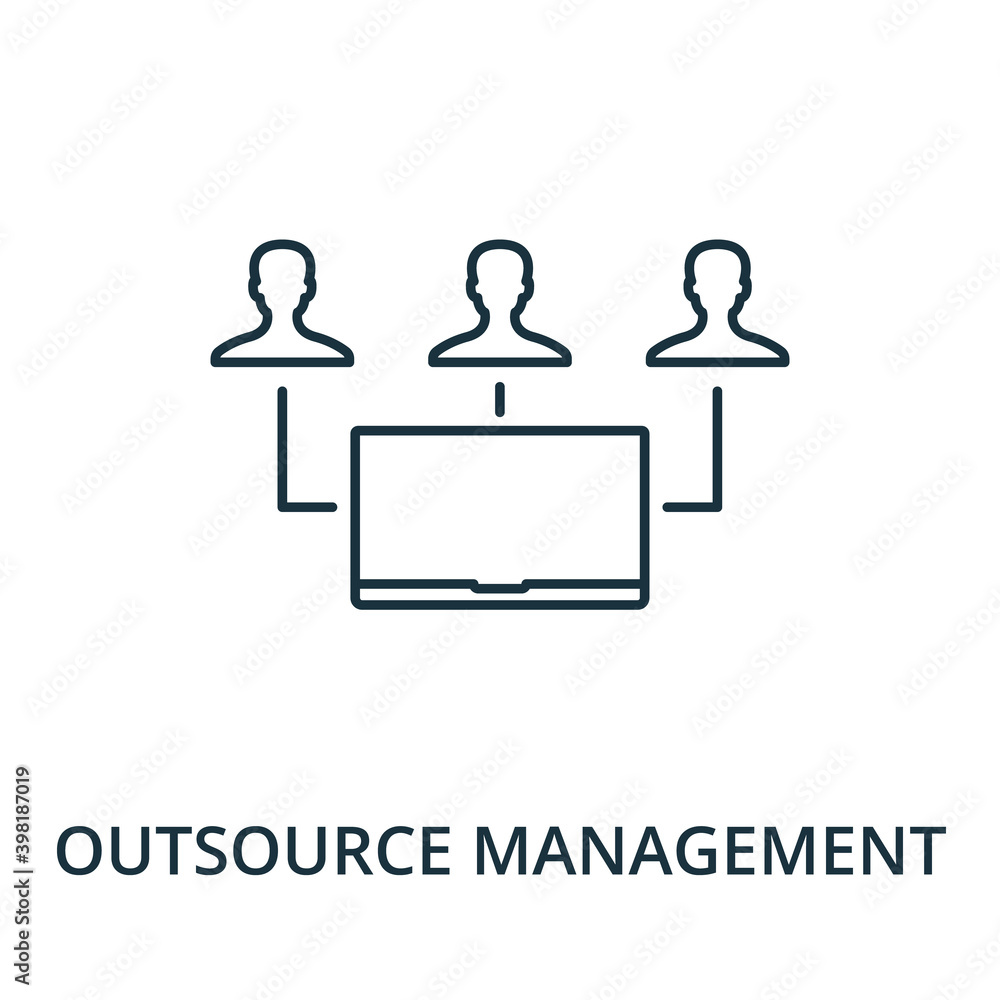 Aufkleber outsource management icon. line style element from reputation management collection. thin outsource 
