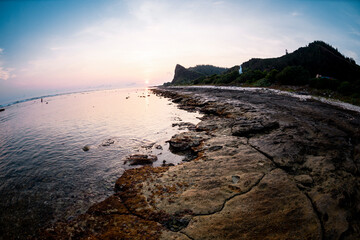sunrise on the beach at Ly Son island, Quang Ngai Province, Viet Nam