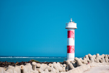 Red Lighthouse at Ly Son island, Quang Ngai Province, Viet Nam