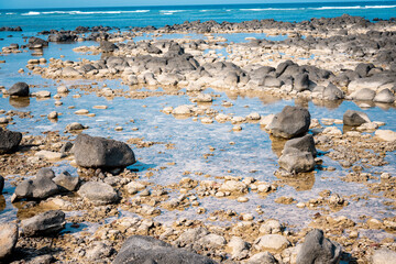 a ridge of jagged rock at Ly Son island, Quang Ngai Province, Viet Nam