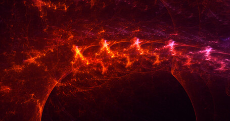 3D rendering abstract red fractal light background