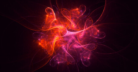 3D rendering abstract red fractal light background