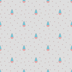 Seamless pattern. Geometric blue leaves with small dots on a light background. Organic floral background. Vector.