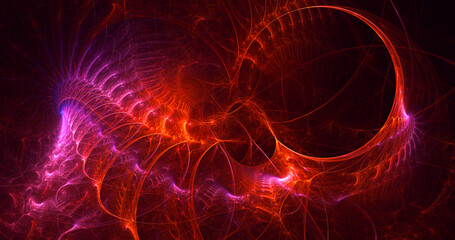 3D rendering abstract red fractal light background