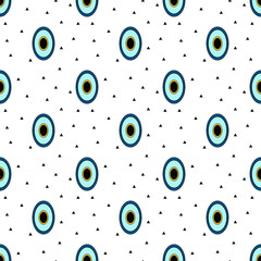 Seamless pattern. Colored Egyptian pattern with black triangles. Vector.