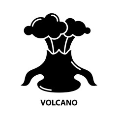 volcano icon, black vector sign with editable strokes, concept illustration