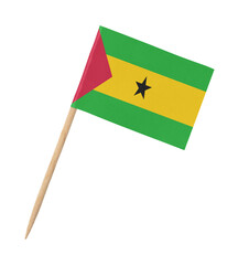 Small paper flag of Sao Tome on wooden stick