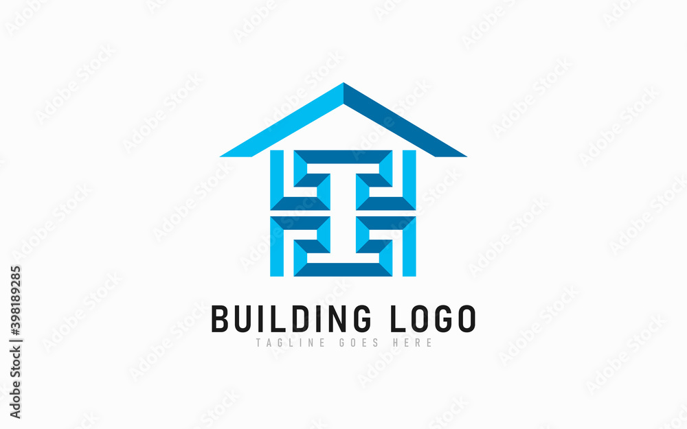 Poster Abstract Building Logo Design. Building Architecture Logo Design Usable For Business, Architecture, Industrial, Tech, Security, Services Company. Flat Vector Logo Design Illustration.