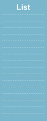 List reminder vertical card template isolated vector illustration. To do list blank empty white horizontal dotted line blue background.
