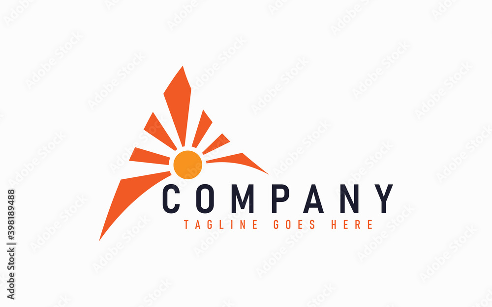 Poster abstract initial letter a logo design. letter a formed from sun shape symbol design usable for busin