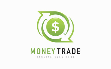 Money Trade Logo Design. Abstract Arrow Combination with Dollar Symbol Design Usable For Business, Community, Foundation, Industrial, Tech, Services Company. Flat Vector Logo Design Illustration.