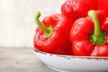 Red bell pepper on light background closeup