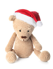 Santa hat with kid toy on white background
