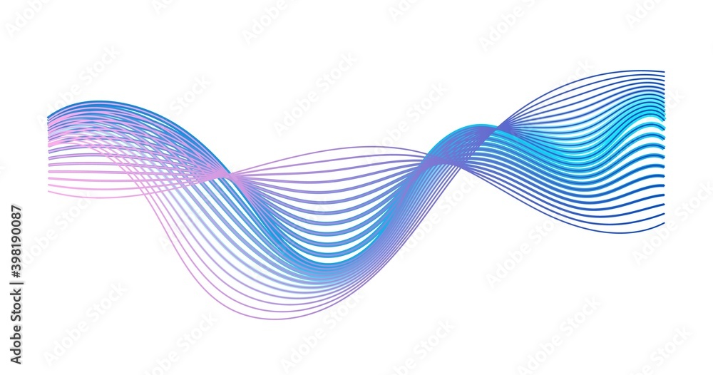 Wall mural colorful gradient sound wave isolated on white background. modern abstract shape expressing musical 