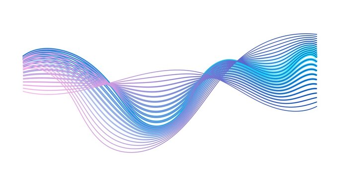 Colorful gradient sound wave isolated on white background. Modern abstract shape expressing musical rhythm, frequency and impulse. Audio equalizer. Music visualization waveform. Vector illustration