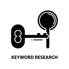 keyword research icon, black vector sign with editable strokes, concept illustration