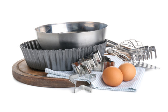 Set Of Kitchen Utensils For Bakery On White Background